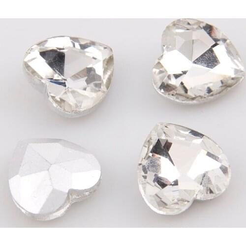 High Quality Love Heart Pointback Crystal Clear Glass Pointed Fancy Stone Rhinestone For DIY Wedding Dress Jewelry Making