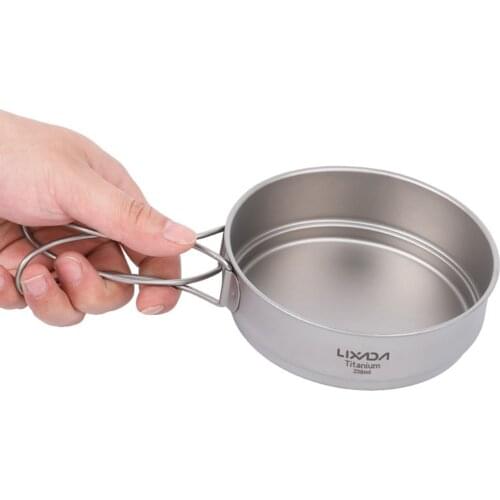 Lixada Titanium Ultralight Frying Pan with Folding Handle Outdoor Camping Hiking Picnic Backpacking Skillet Griddle Tableware
