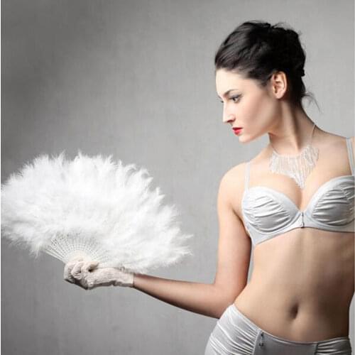 1pcs Performance Fan Fluffy Feather Hand Dance Stage Show Props Wedding Party Decoration Feather Fan