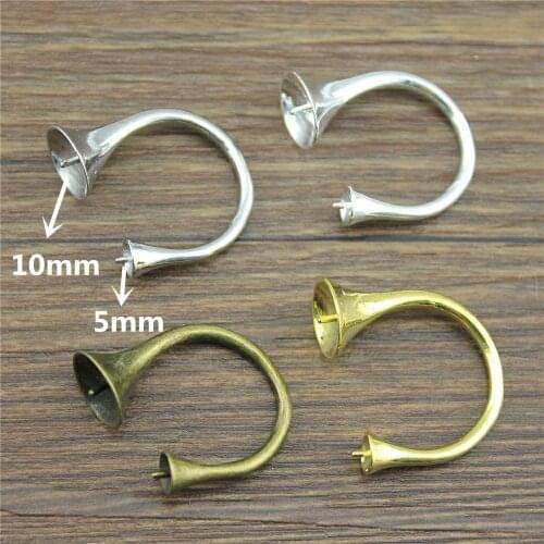 WYSIWYG 5pcs 4 Colors Fit 5mm and 10mm Pearl Beads Copper Material Open Blank Ring Setting Base DIY Jewelry Findings