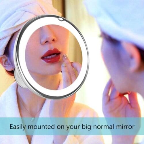 360 Degree Rotation LED Makeup Mirrors Round Suction Cup 10X Magnifying Illuminated Makeup Mirror Makeup Tools