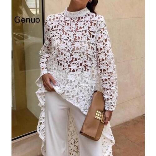 Summer Clothes For Women Sexy Fashionable Hollow Out Hollow Out Stand Collar Irregular Hem Short Before Long Length Vestidos