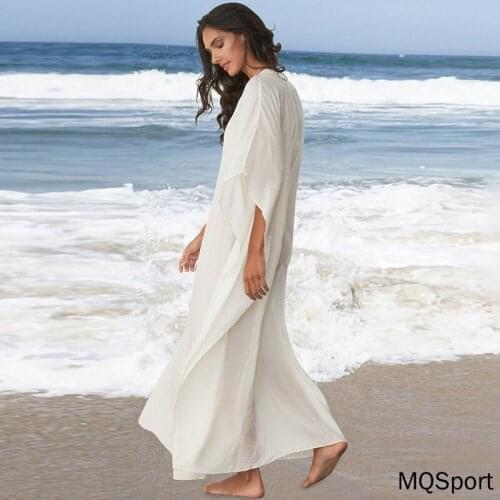 V-neck Collar Rayon Kaftan Beach Dress Swimwear Large Size Beachwear Cover Ups Robe Plus Size Swimwear Coat
