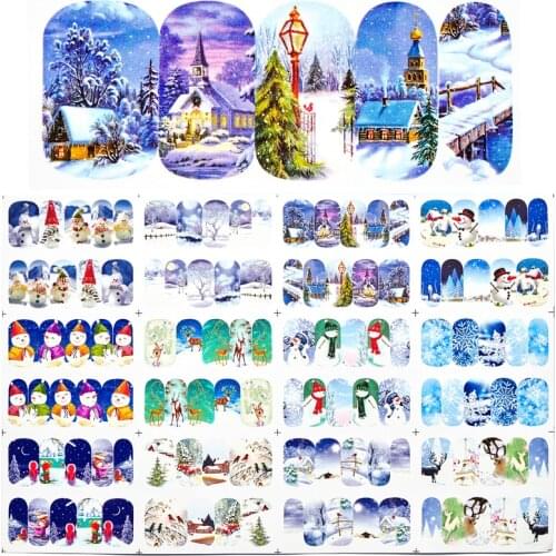 12 Pcs Christmas/Halloween / Letter Slider for Nail Decoration Sticker Water Transfer Decal Flower Leaves Girl Manicure DIY Tips