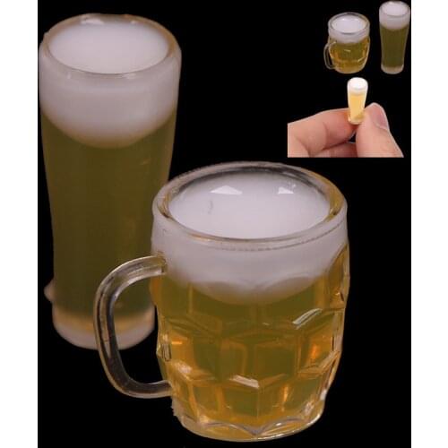 2Pcs Mini Wine Beer Cup Dollhouse Craft 1:12 Scale DIY Parts Plastic Transparent Goblet Miniature Home Decoration Glass Model