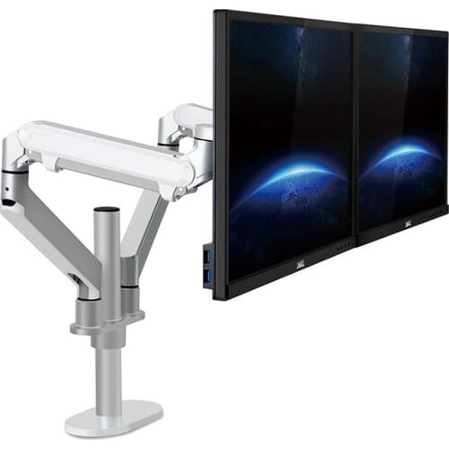 2018 new OL-2Z 10-32" air press gas strut tilt lcd desktop mount swivel 2-8KG double monitor table stand with clamp grommet base