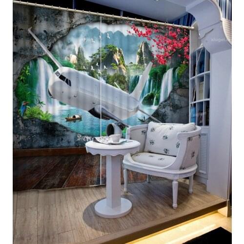 Custom any size 3D Curtain Stone cave scenery plane Luxury Living Room Curtains 3D Curtain For The Bedroom Kitchen Modern Window