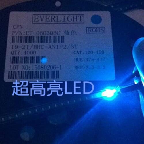 4000pcs/reel LED 0603 Light Blue Luminescent Tube 475-477NM Super Bright LED Light Emitting Diode
