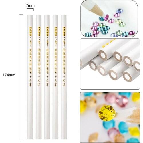 5Pcs/pack Nail Art Rhinestones Gems Picking Crystal Dotting Tool Wax Pencil Wood Pen Picker Rhinestones Nail Art Decoration