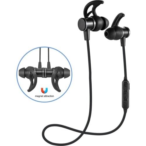 Wireless Bluetooth Sport Earphones Built In Microphone Runner Noise Canceling Headset In-Ears Call Center Smart Phone Black