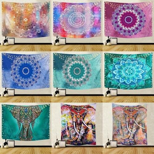 Large Mandala Pattern Indian Tapestry Wall Hanging Decoration Bohemian Beach Towel Polyester Thin Blanket Yoga Shawl Travel Mat