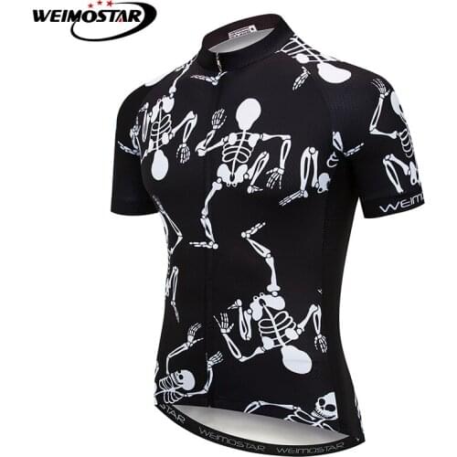 Black Skull Weimostar Men Cycling Jersey MTB Jersey maillot ciclismo Bicycle Clothing Wear Summer Short Sleeve Tops