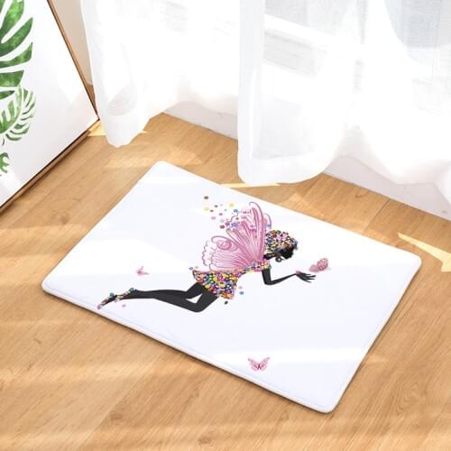 Home decoration hot transfer flannel mat butterfly girl digital imprinted mat kitchen fur rug absorbent non-slip mat carpet