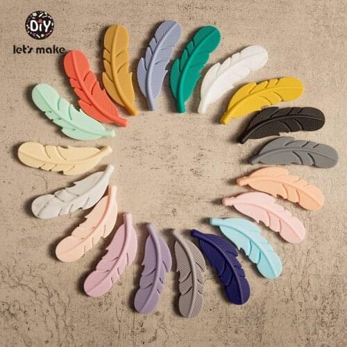 Lets Make Silicone Beads Feather Teethers 10pc Silicone Teether BPA Free DIY Necklace Baby DIY Rodent Silicone Nursing Pendant