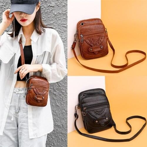 Fasion PU Leather Phone Bag Female 2021 New Women Messenger Mini Shoulder Bag Crossbody Multi-Layer Zipper Coin Purse Key Bags