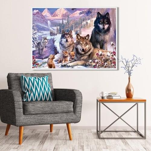 Diamond Painting Kits Wolf Full Square Drill Handmade Needlework Diamond Embroidery Animal Winter Home Decor Cross Stitch