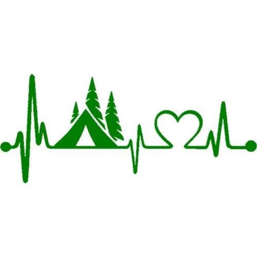 Creative Car Sticker Decal Tent Camper Heartbeat Lifeline Monitor Camping Auto Accessories Motorcycle Car Window PVC 20cm X 8cm