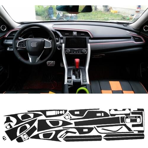 Car interior decoration stickers 3D Carbon Fiber Interior Stickers 1 set For Honda Civic 2016-2017