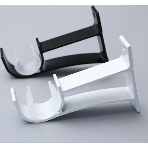 Wall/ Ceiling Mount Curtain Drapery Rod Bracket Heavy Duty Single Curtain Rod Brackets Holders Curtain Accessories, Black, White