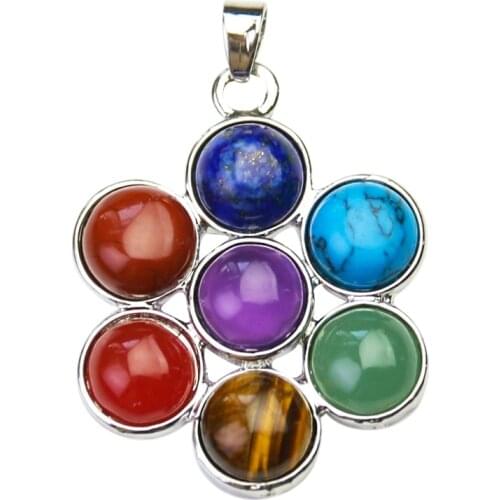 Natural Mineral Reiki 7 Crystal Beads Chakra Stone Pendant Yoga Meditation Quartz Necklace Healing Point Pendant Women Gifts