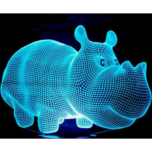 New Rhinoceros 3d Desk Lamp With Seven Colors Touch Remote Control 3d Led Visual Lamp Gift Decorative Table Lamp