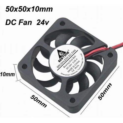 10 pcs Brand New Gdstime GDS5010B 50mm 50*50*10mm slim 10mm thickness DC 24V 0.05A 6000RPM 12CFM PC Case Cooler 5cm 5010