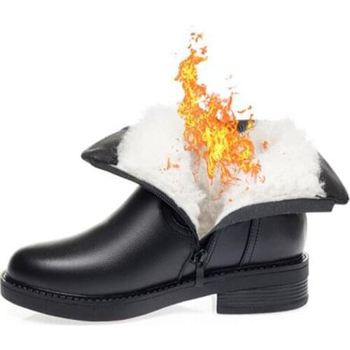 New Classic Top Cowhide Autumn Martin Boots Womans Boots Warm Plush Wool Winter Snow Boots Plus Size Leather Boots Cotton Shoes