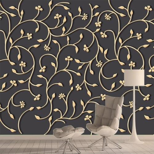 Custom Wallpaper Gold Leave Sticker Contact Wall Paper Waterproof Home Decor for Living Room PVC Self Adhesive Vinyl Murals Roll
