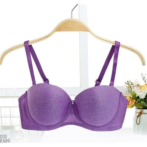 Yasemeen Solid Underwire Padded Brassiere Sexy Push Up Seamless Bras One-piece Seamless Padded Underwear Striped Invisible Bras