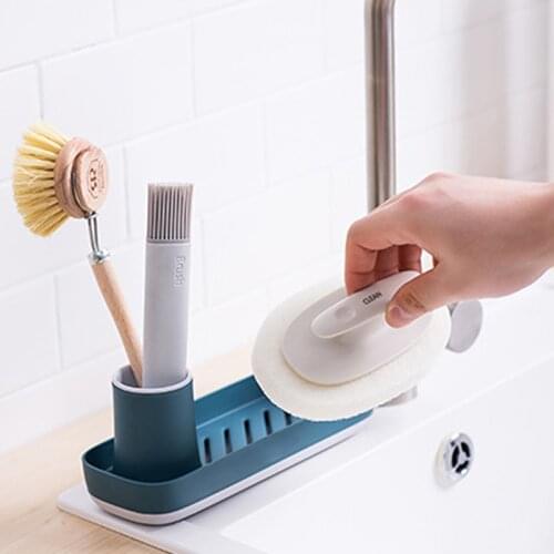 Kitchen Sink Organizer Sponge Dry Holder Bathroom Soap Scrubbers Storage Box Storage Accessories
