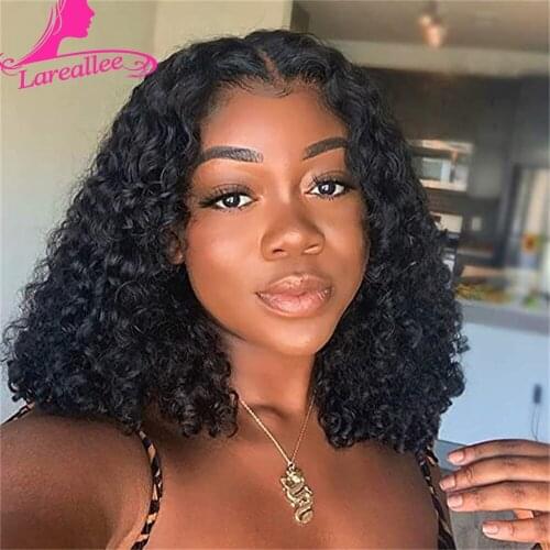 Kinky Curly Human Hair Wigs Curly 4x4 Lace Closure Wig Short Curly Bob Wig Brazilian Remy Human Hair Wig Perruque Cheveux Humain