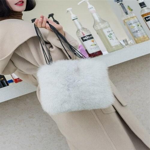 New Style 100% Fox Fur Messenger Bag Ladies 2021 Fashion Fur One Shoulder Messenger Bag Ladies Chain Travel Small Handbag