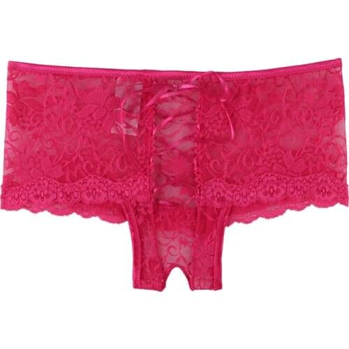 Open Crotch Panties Plus Size See Through Floral Lace Underwea Comfortable Elastic Culotte Sexy Femme Hot Erotic Panties PW51793