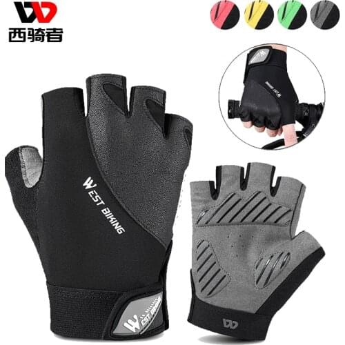 WEST BIKING Cycling Full Half Finger Glove Anti-Slip Breathable MTB Road Bike Long Glove Outdoor Sport Anti-Shock Bicycle Gloves