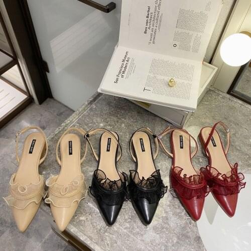 2020 Summer New Fashion Pointed Lace Sandals Korean-Style Wome Hollow Shoes