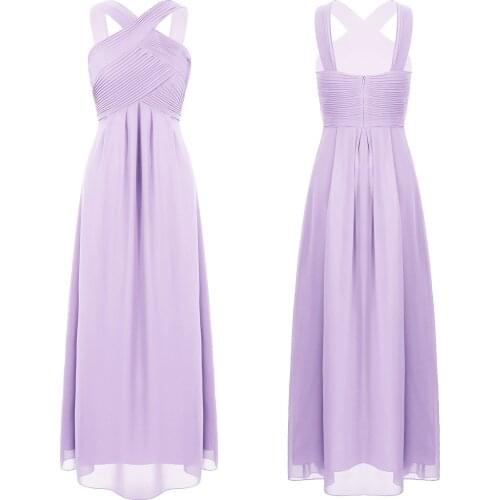 Women Chiffon Bridesmaid Princess Dress High Waist Wedding Party Dress Vestidos Shoulder Straps Padded Pageant Pleated Dresses