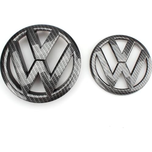 Carbon Fiber 135mm Front Grill Badge + 110mm Rear Trunk Lid Emblem Car Logo fit for VW Volkswagen Golf MK6 2009 2010 2011 2012