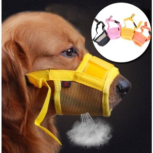 1PC Pet Dog Adjustable Mask Bark Anti Bite Mesh Mouth Muzzle Puppy Outdoor Training Protection Supplies Pet Mask Dog Buckled