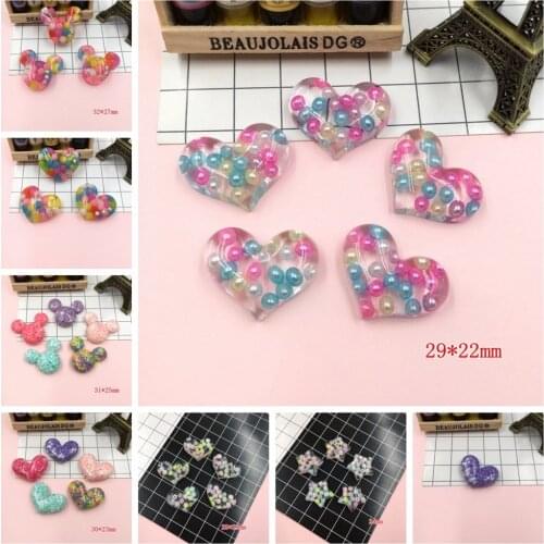 Resin Cute Adorable Heart, Kawaii Star, Resin Flatback Cabochon for Hair Bow Center, Scrapbooking, DIY
