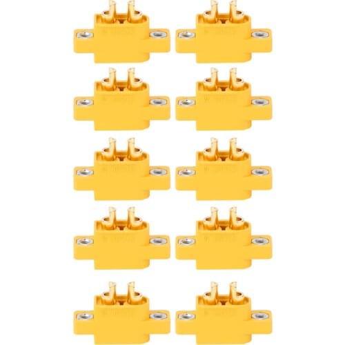 10Pcs Male Plug Connector XT60E-M Mountable Brass Gold Plated Heat Resistant Nylon Shell Wire C Crossover Wire Connector