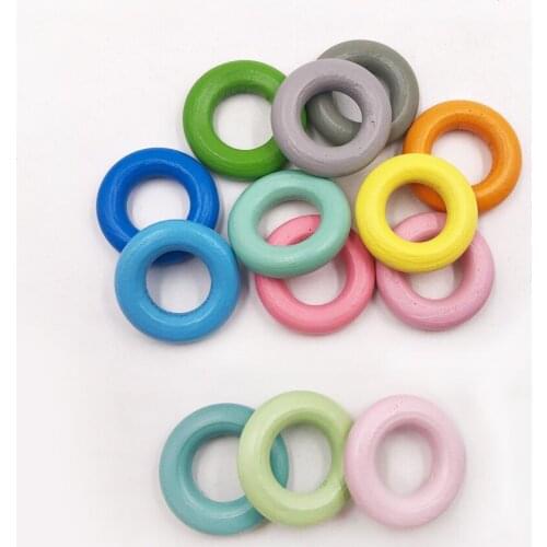 20pcs Wooden Rings beads Accessories for DIY Mixed Color Wood Circle Ring with Big Hole for Jewelry Making Bracelet Necklace