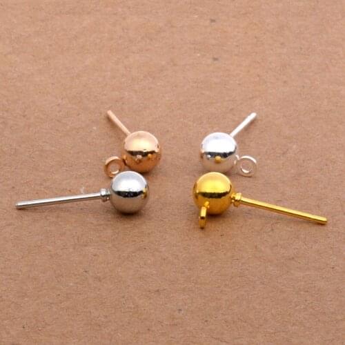 20pcs Diy Earrings Findings Round Ball Hanging Hook Jewelry Studs Clasps Loops Pins & Needles Dangle Accessories Components
