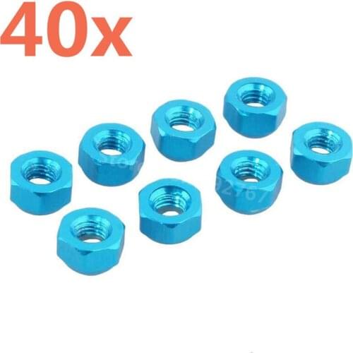 40 Pieces RC Car Aluminum Alloy Nut M3 (Al.) For 1/18 Scale Models Revel 24540 Scorch Hobbico Dromida BX/MT/SC4.18 Monster Truck