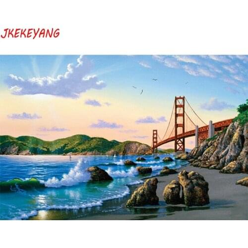 5D DIY square/round Diamond painting Seaside bridge Cross Stitch Diamond Embroidery Pattern Rhinestone J1684