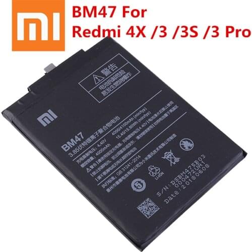 Original Xiao mi Battery BM47 for Xiaomi Redmi 3 3S 3X 3 Pro Redmi 4X Hongmi 3 S 4 X Li-ion akku 4000mAh with free Repair Tools