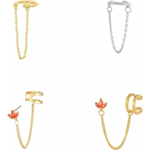 BOAKO 1PCS 925 Sterling Silver Ear Cuff For Women 2021 Bling Zircon Flower Clip Earrings Jewelry Pendientes Mothers Day Gifts