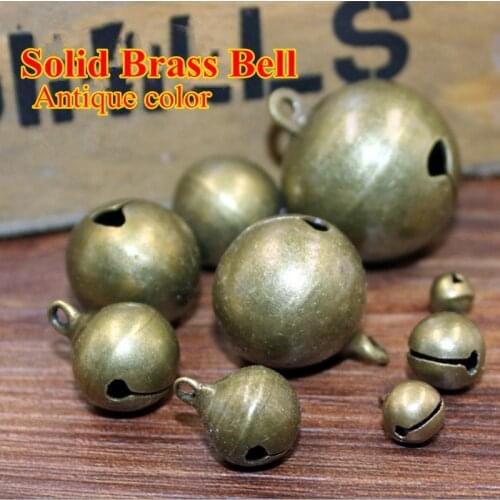 50 x Solid Brass Jingle Bells 6/8/10/12/14/16/20mm Chistmas Decor Bell Beads Charm Party Pendant DIY Jewelry Dog Free shipping
