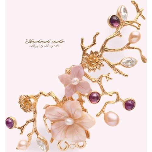 CCijiNG Fashionable Brooches Women Flower Handmade Brooch Pin Garment Accessories Birthday Pearl Brooches JewelryXZ3012