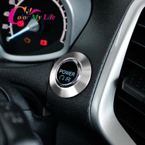 Color My Life Aluminum Car Interior Ignition Key Ring One Key Star Stop Protection Cover Sticker for Ford C-Max Cmax 2011-2014