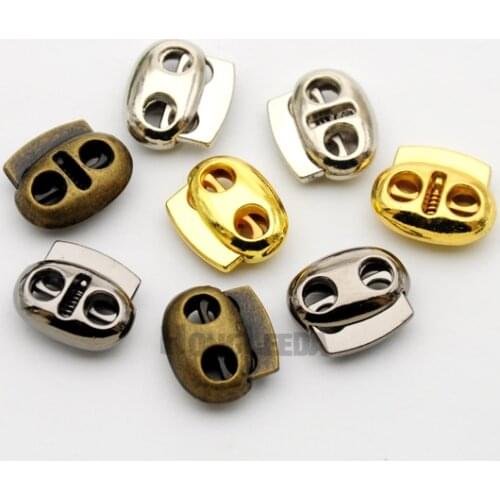 DIY 30pcs/lot oval metal alloy stoppers toggle cord locks Drawstring two hole nickle/Black/gold/bronze for 4mm bungee STP-007